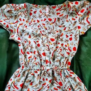 Light blue dress with orange birds